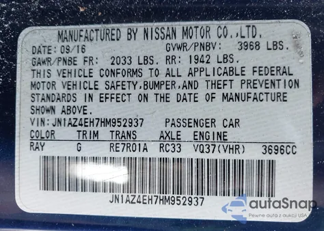 2017 Nissan 370Z Sport Tech from USA, damaged, VIN JN1AZ4EH7HM952937